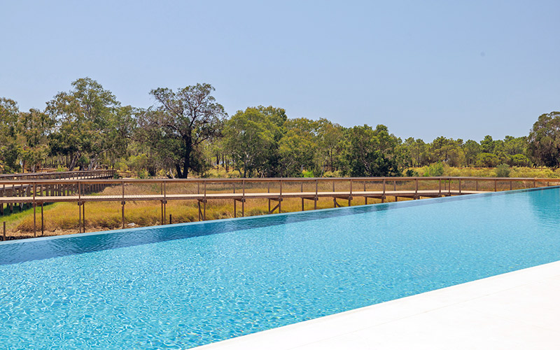 verdelago resort algarve pool pine walkway