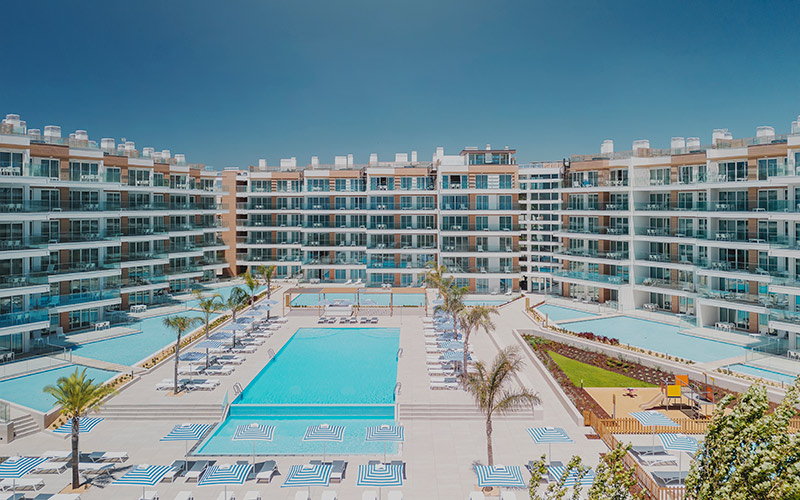 dom pedro residences vilamoura pools facade