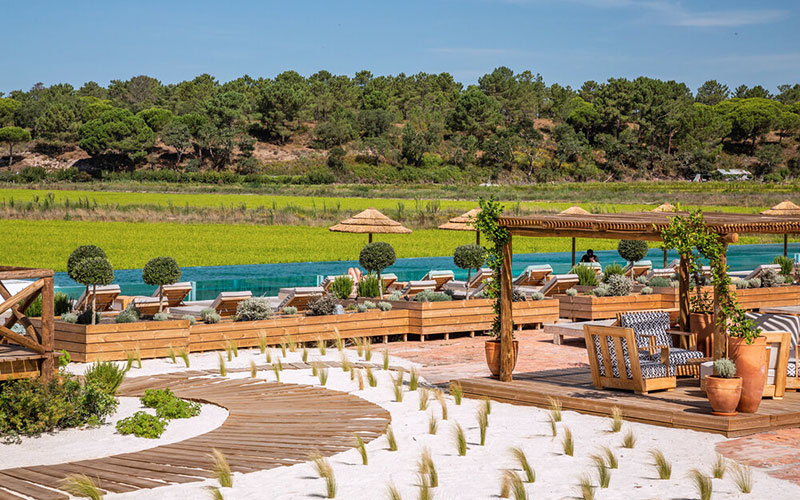 quinta comporta boutique resort pool rice fields