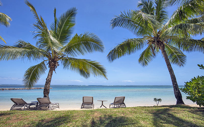 heritage awali resort mauritius beach palm trees